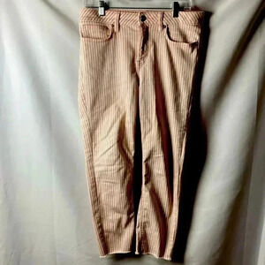 LC LAUREN CONRAD SKINNY CROP JEANS SIZE 12 SOFT RED STRIPE RAW HEM GUC CLEAN